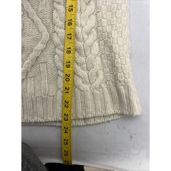 INIS CRAFTS Irish Cable-Knit Merino Wool Turtleneck Sweater Women’s Small Cream - Picture 8 of 9